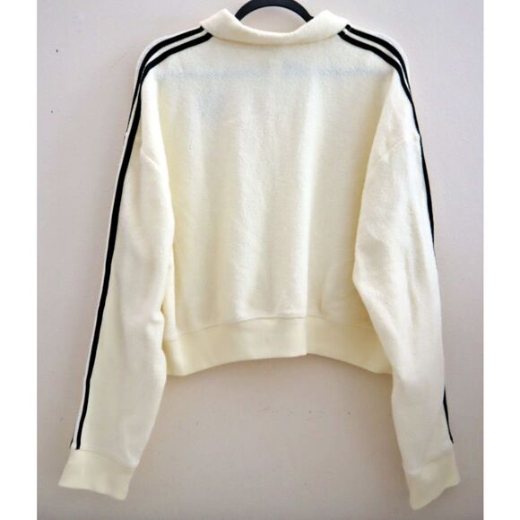 PINK x Victoria's Secret Women's Sz 2XL Cream Reverse Fleece Cropped Sweatshirt - Picture 2 of 7